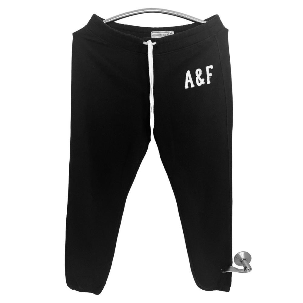 ABERCROMBIE & FITCH BLACK DRAWSTRING JOGGER PANTS, SIZE L